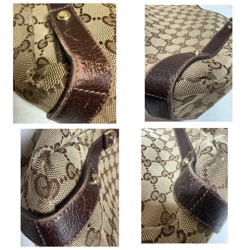 Gucci GG Canvas Brown Leather Trim Shoulder Tote Bag Gold-tone Hardware - Picture 10 of 13